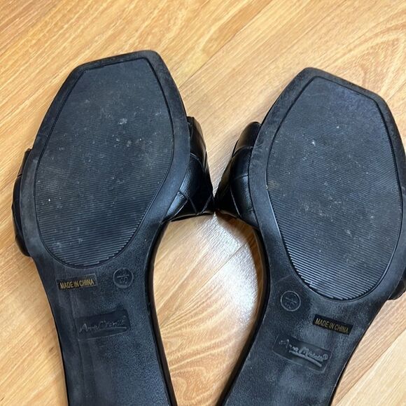 Anne Michelle Black Leather Weave Heels Womens 10 - Picture 6 of 7